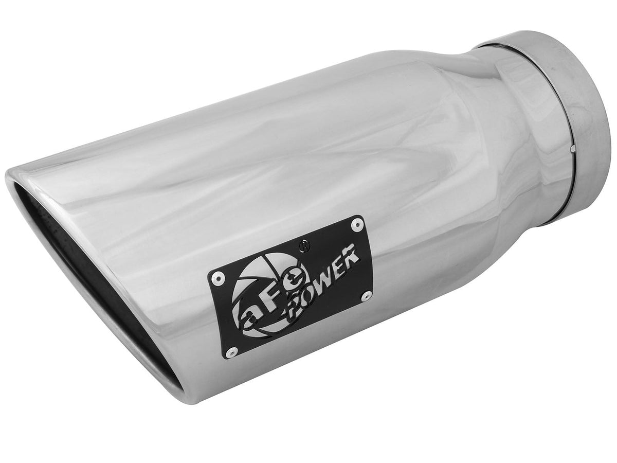 Mach Force-Xp 304 Stainless Steel Clamp-on Exhaust Tip Polished Left Side Exit 5 Inch Inlet x 7 Inch Outlet x 15 Inch L aFe Power aFe Power