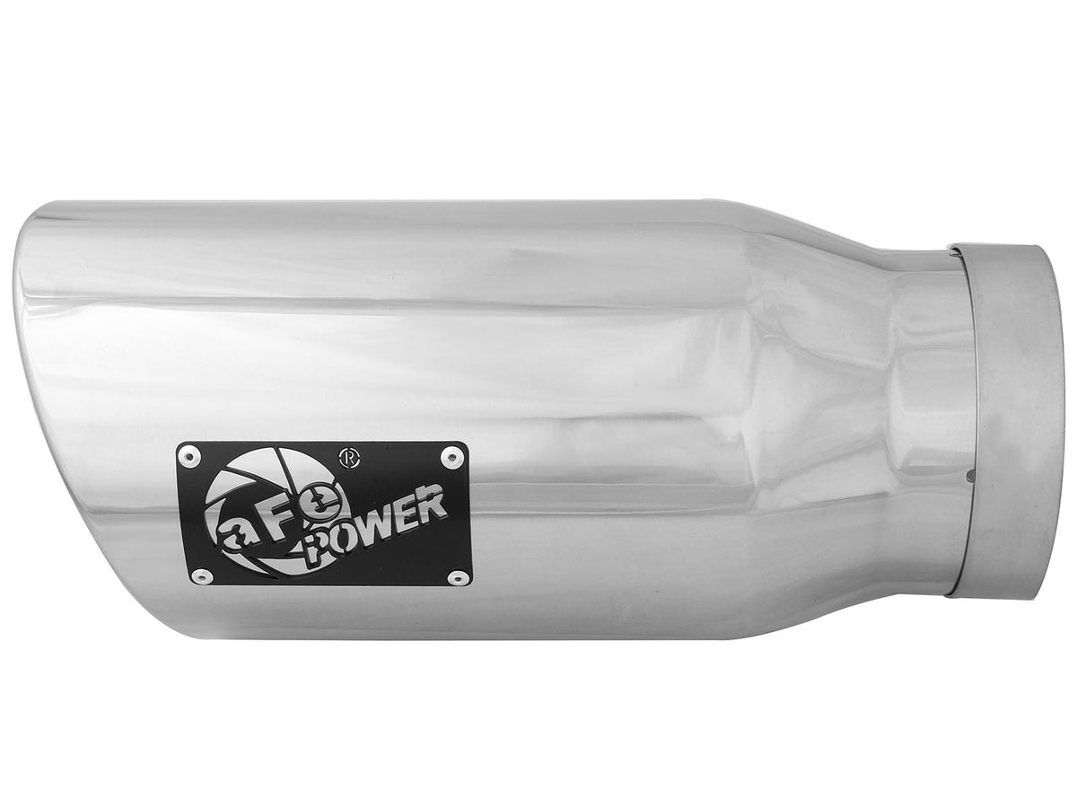 Mach Force-Xp 304 Stainless Steel Clamp-on Exhaust Tip Polished Left Side Exit 5 Inch Inlet x 7 Inch Outlet x 15 Inch L aFe Power aFe Power