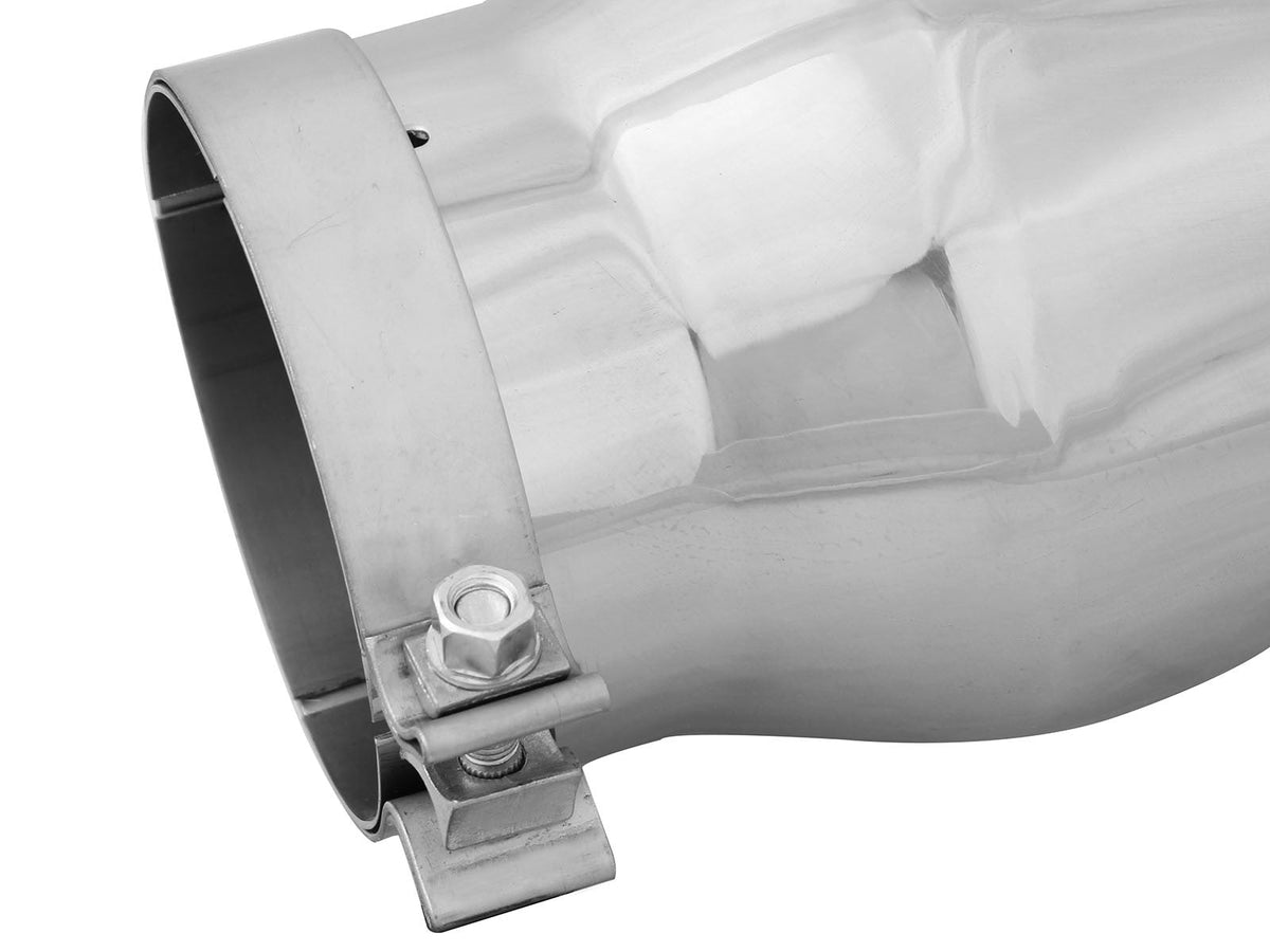 Mach Force-Xp 304 Stainless Steel Clamp-on Exhaust Tip Polished Left Side Exit 5 Inch Inlet x 7 Inch Outlet x 15 Inch L aFe Power aFe Power