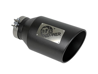 compare product Mach Force-Xp 409 Stainless Steel Clamp-on Exhaust Tip Black 5 Inch Inlet x 8 Inch Outlet x 15 Inch L aFe Power