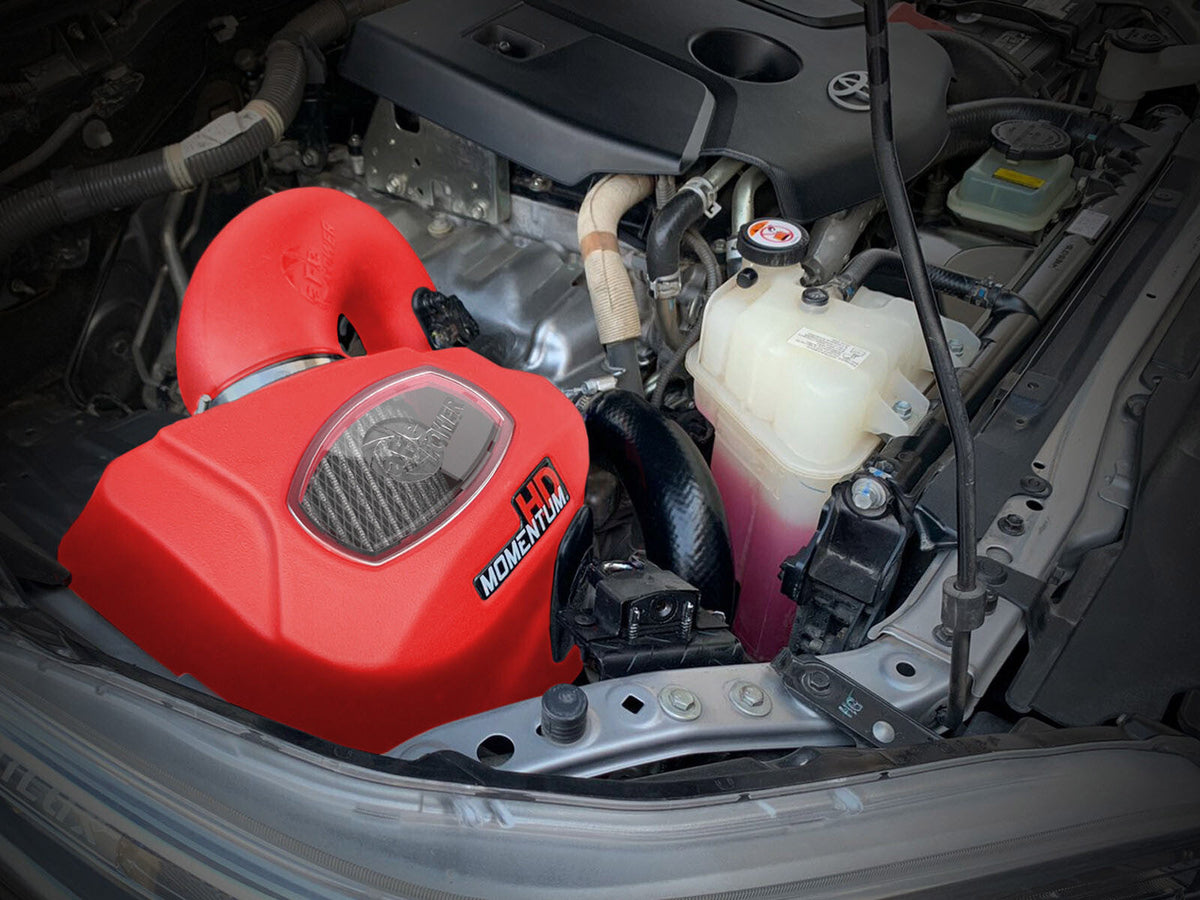 Momentum HD Cold Air Intake System Red w/ Pro Dry S Filter Toyota Hilux 15-26 L4-2.4/2.8L (td) aFe Power aFe Power
