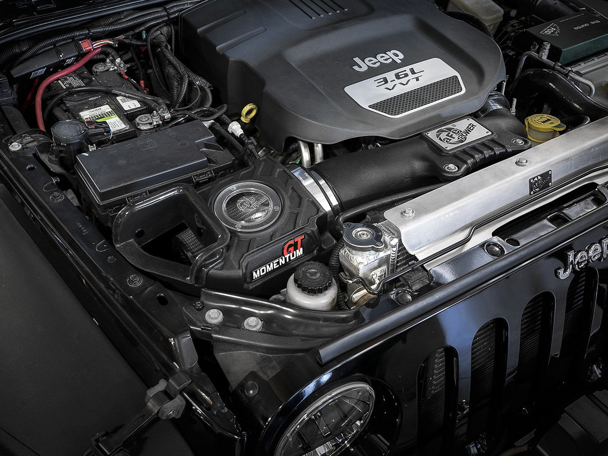 Momentum GT Cold Air Intake System w/ Pro Dry S Filter Jeep Wrangler (JK) 12-18 V6-3.6L 13 HP Gain aFe Power aFe Power