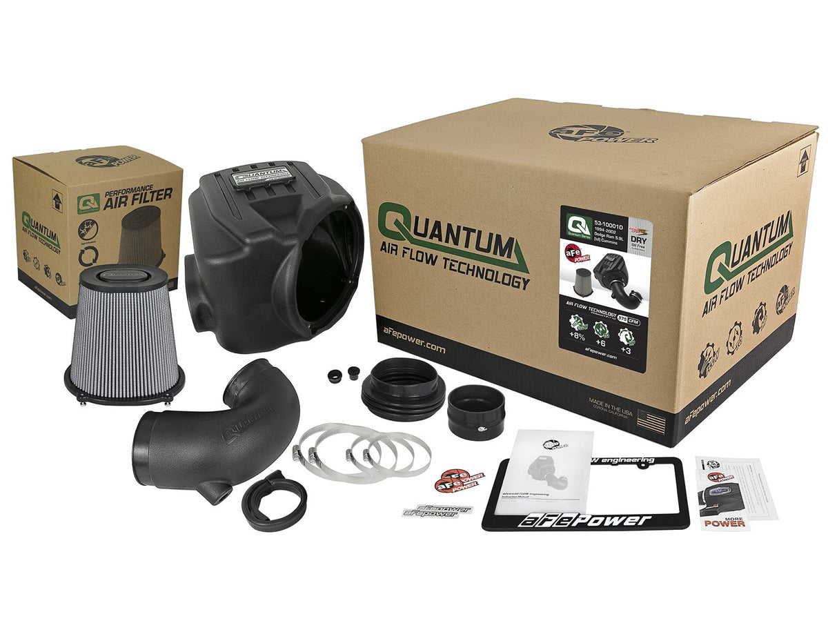 Quantum Cold Air Intake System w/ Pro Dry S Filter Dodge Diesel Trucks 94-02 L6-5.9L (td) aFe Power aFe Power