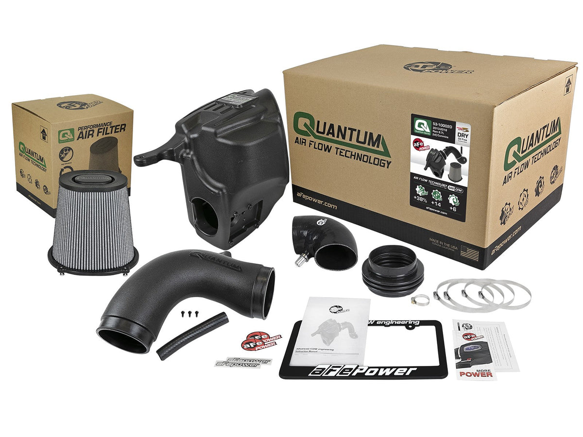 Quantum Cold Air Intake System w/ Pro Dry S Filter Dodge Ram Diesel Trucks 13-18 L6-6.7L (td) aFe Power aFe Power