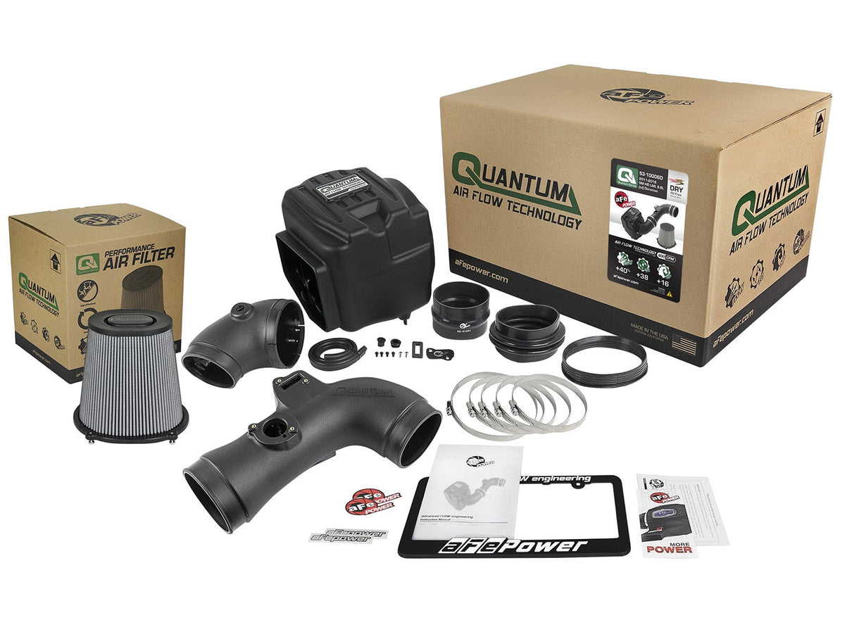 Quantum Cold Air Intake System w/ Pro Dry S Filter GM Diesel Trucks 11-16 V8-6.6L (td) Lml aFe Power aFe Power