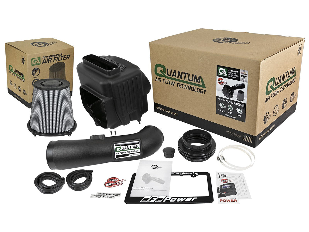 Quantum Cold Air Intake System w/ Pro Dry S Filter GM Diesel Trucks 17-19 V8-6.6L (td) L5P aFe Power aFe Power