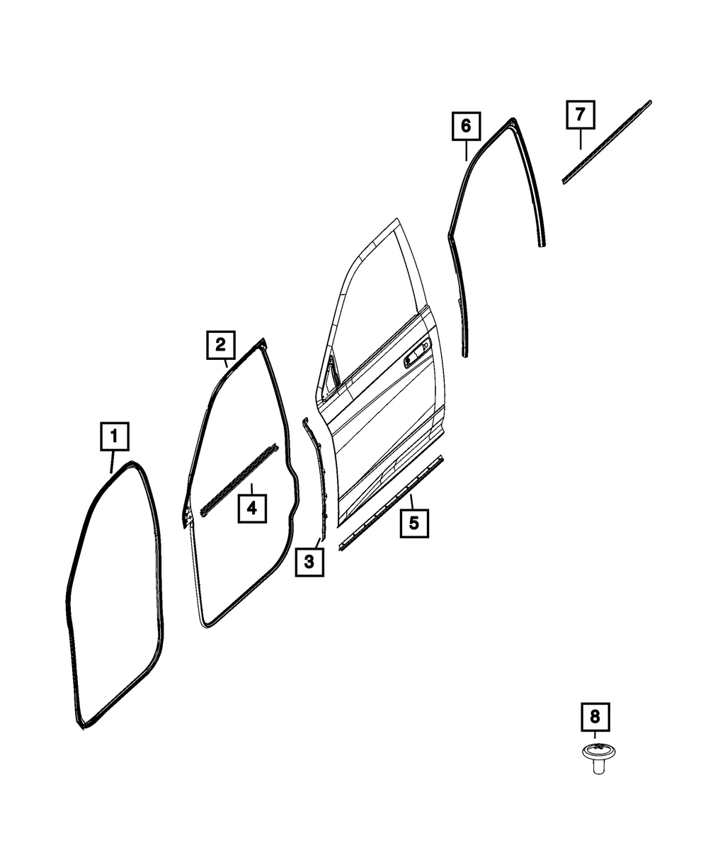 Mopar Front Inner Door Belt Weatherstrip Seal 68544382AA