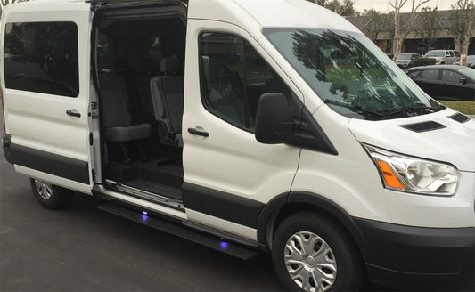 PowerStep Electric Running Boards Plug N Play For 20-21 Ford Transit (Driver Passenger Side) Gas Only AMP Research AMP Research