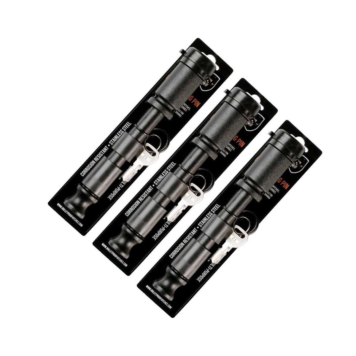 Black Ops 5/8 inch Locking Pin, 3-Pack Keyed Alike BulletProof Hitch BulletProof Hitches