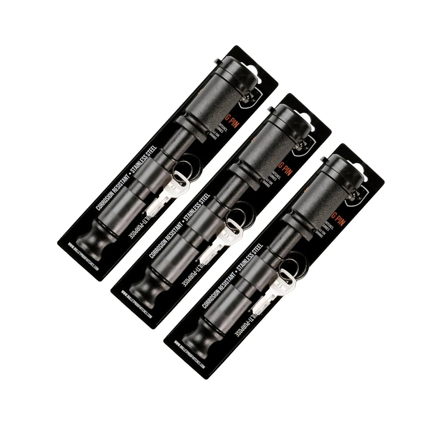 Black Ops 5/8 inch Locking Pin, 3-Pack Keyed Alike BulletProof Hitch BulletProof Hitches