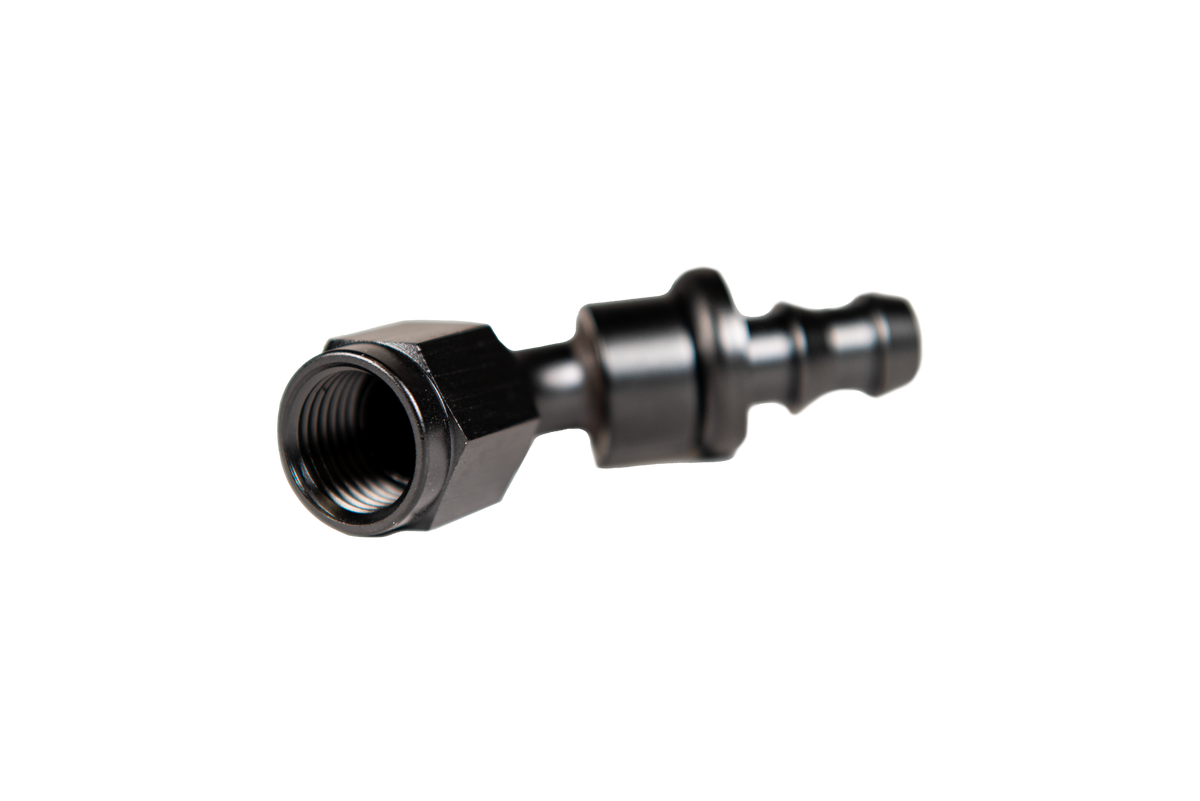 -6 45 Deg to Hose Barb Black Fleece Performance Fleece Performance