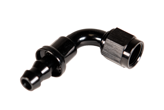 -10 90 Deg to Hose Barb Black Fleece Performance
