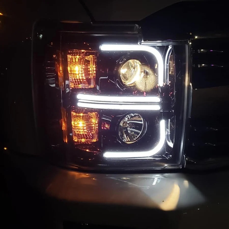 Chevy 15-19 Silverado 2500/3500 Projector Headlights OLED Halos, DRL - Smoked & Clear Lens - TAMELESS PERFORMANCE