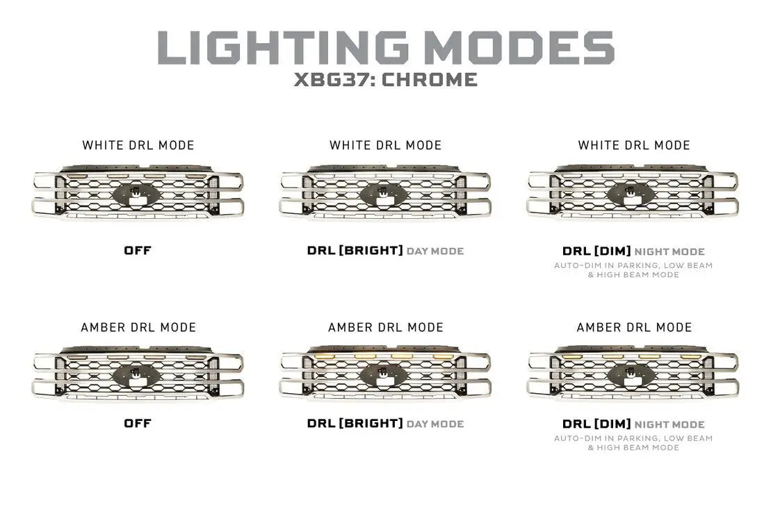 Morimoto XBG LED DRL Grille – Chrome for 2023+ Ford Super Duty Driven Light Group
