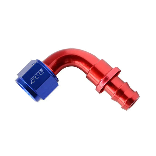PPE Anodized Aluminum Push-Lock Fitting 90 Degree -10AN(F) to 5-8”(M) (113051002)