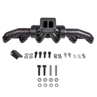 compare product Pulse Flow Exhaust Manifold Kit Fits 98.5-2002 5.9L 24V Cummins 3-Pc T3 With Turbo Flange Hardware ATS