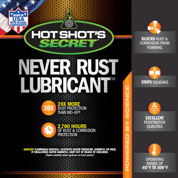 Hot Shot's Secret NEVER RUST LUBRICANT - TAMELESS PERFORMANCE