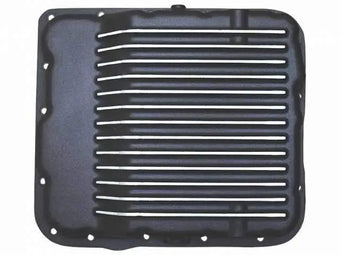 compare product Suncoast GM 4L60E (99-2013) Deep Transmission Pan, black powder coat 1.5 quarts over stock