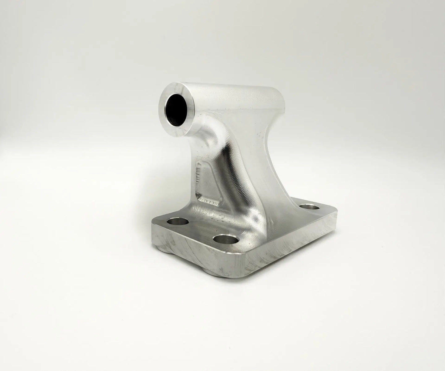 CNC-machined billet alternator mount for Cummins 5.9L and 6.7L engines, precision cut with four mounting holes