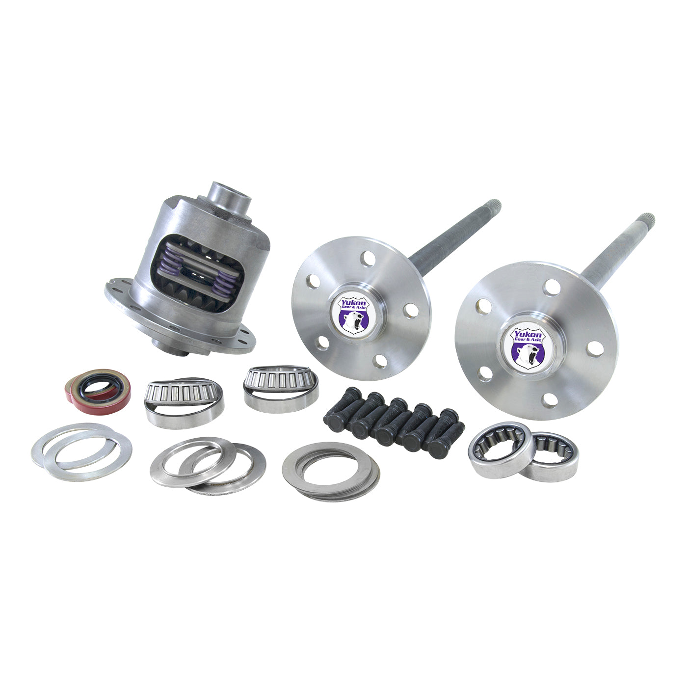 79-'93 Mustang Axle Kit 28 Spline 5 Lug Axles W/ Duragrip Positraction 79-93 Mustang 28 Spline 5-Lug C/Clip Axle Kit W/ Duragrip Yukon Gear