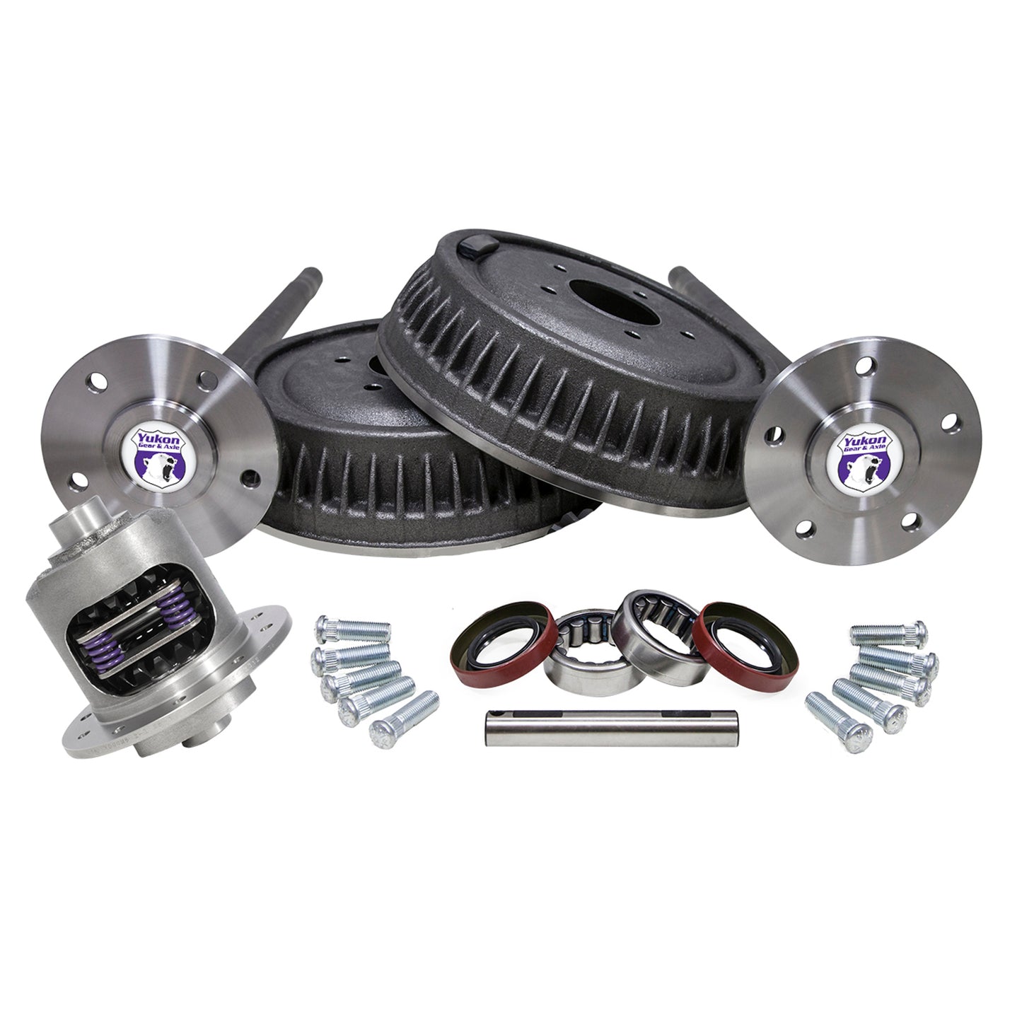 5 Lug Conversion Kit W/Dura Grip Posi For '63-'69 GM 12-Bolt Truck 12T '63-'69 5 Lug Rear Axle Conv Kit W/ Axles Drums & 3.73+ Duragrip 30 34 Inch 30 Spline 5X5 Yukon Gear