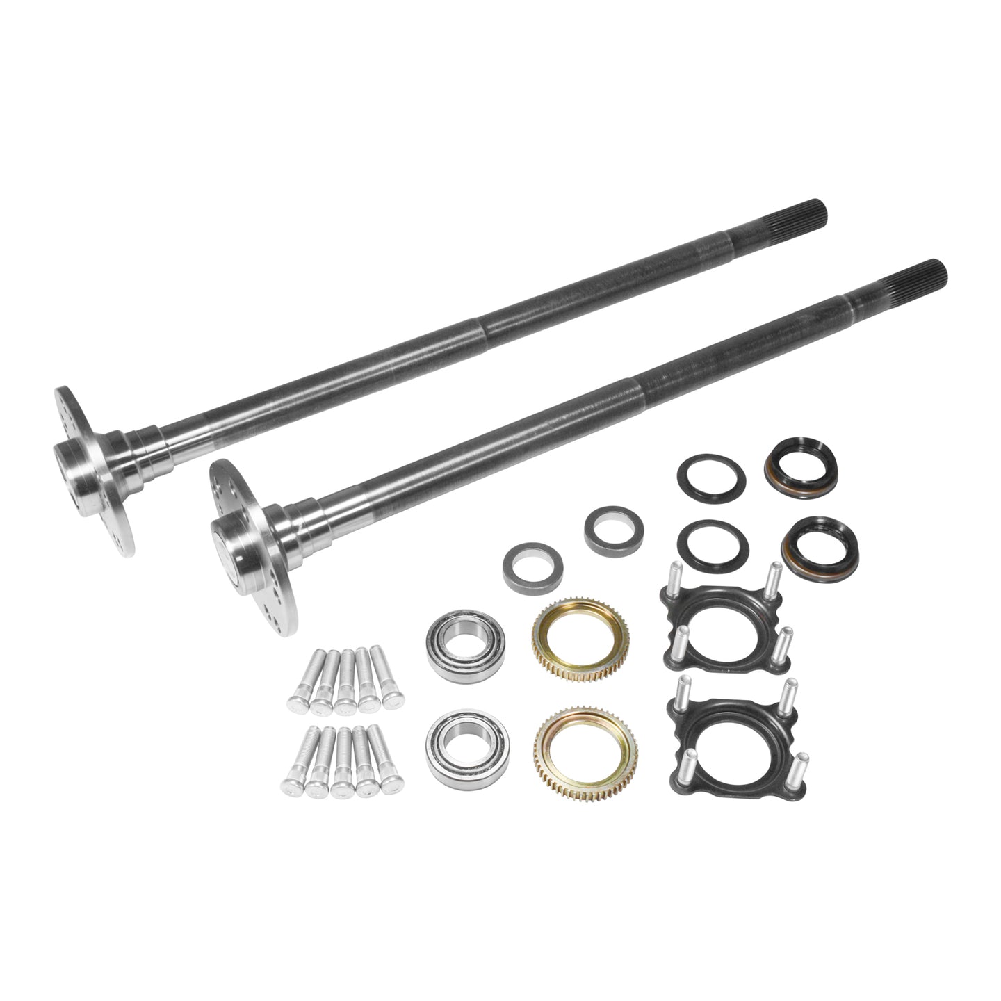 Chromoly Rear Axle Kit D44 JL Rubicon Narrow Track W/E-Locker 2 Sides D44 JL Rubicon (Dre) Narrow Track Small Bearing 4340 Rear Axle Kit 33.25 Inch Right Hand & 31.56 Inch Left Hand W/ Bearings Yukon Gear Yukon Gear and Axle