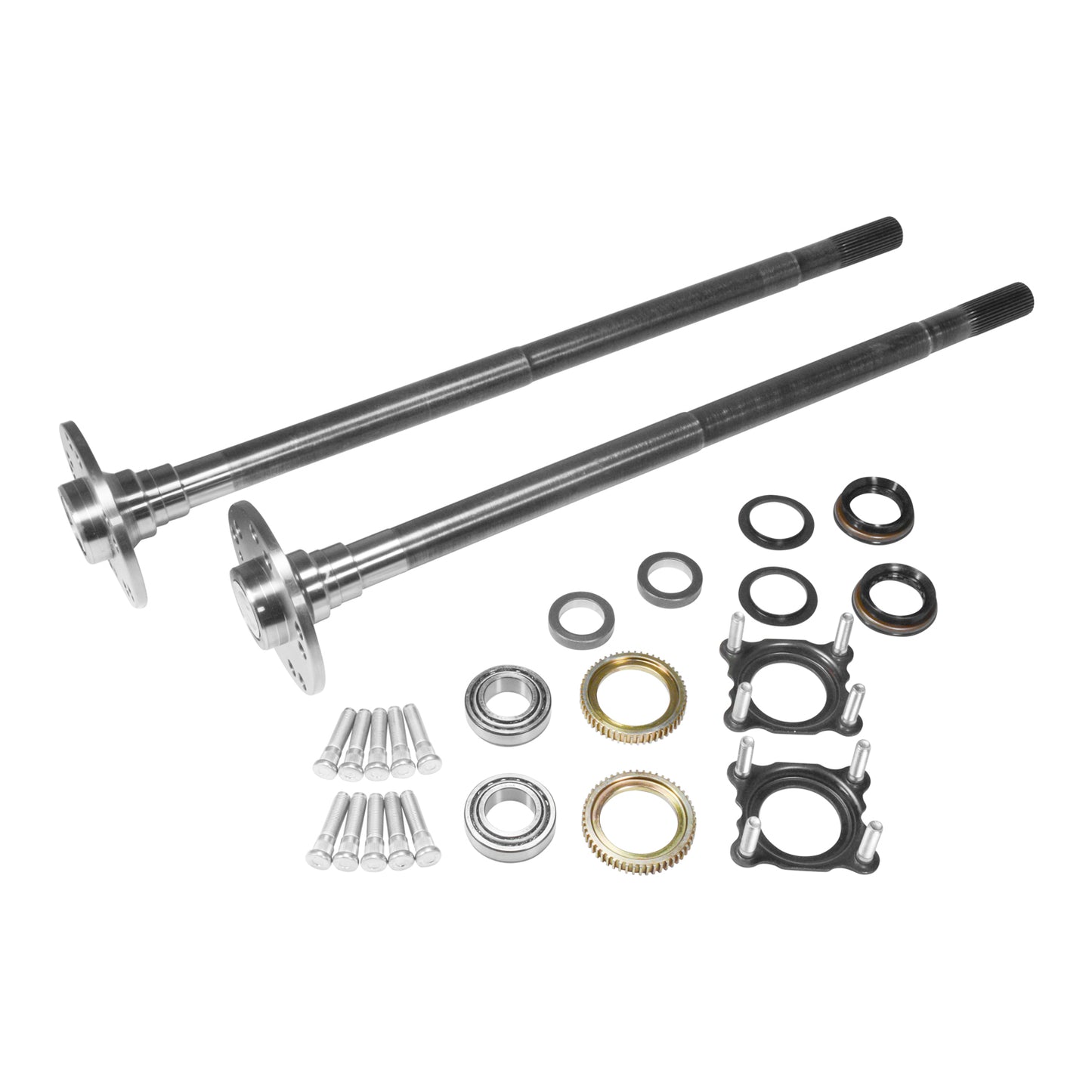 Chromoly Rear Axle Kit D44 JL Rubicon Narrow Track W/E-Locker 2 Sides D44 JL Rubicon (Dre) Narrow Track Small Bearing 4340 Rear Axle Kit 33.25 Inch Right Hand & 31.56 Inch Left Hand W/ Bearings Yukon Gear Yukon Gear and Axle
