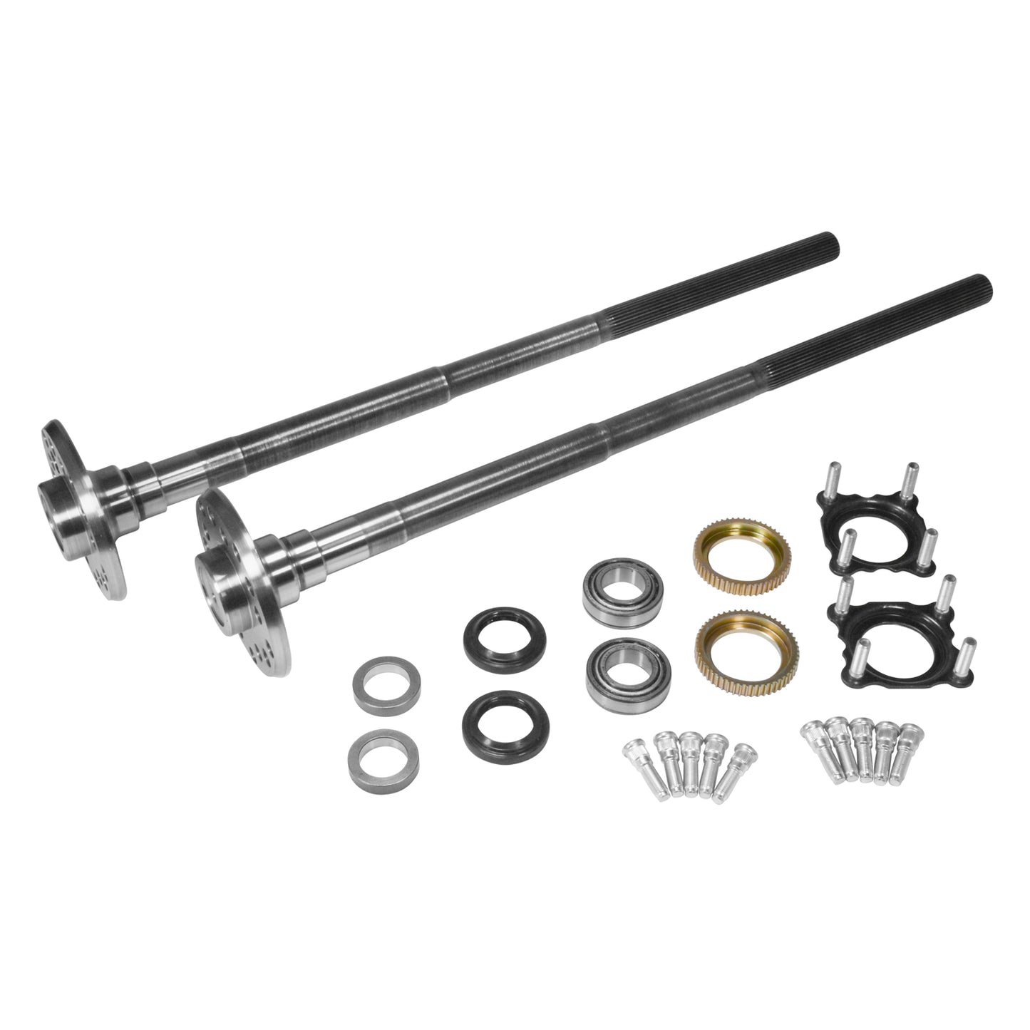 Chromoly Rear Axle Kit For Dana 44 Jeep JK Rubicon 32 Spline D44JK Rub Rear Axle Kit 32 Spline Incl. 2 Shafts Bearing/ Seal Kits Bearing Retainers ABS Rings & Studs Yukon Gear