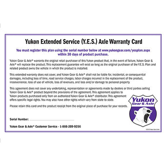 compare product Extended Service (Yes) Plan Warranty For Axle Shafts Y.E.S. Axle - Extended Service Warranty Sales Only Yukon Gear