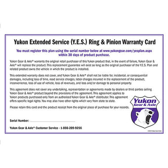 compare product Extended Service (Yes) Plan Warranty For Ring And Pinion Sets Y.E.S. Extended Service Warranty Yukon Gear
