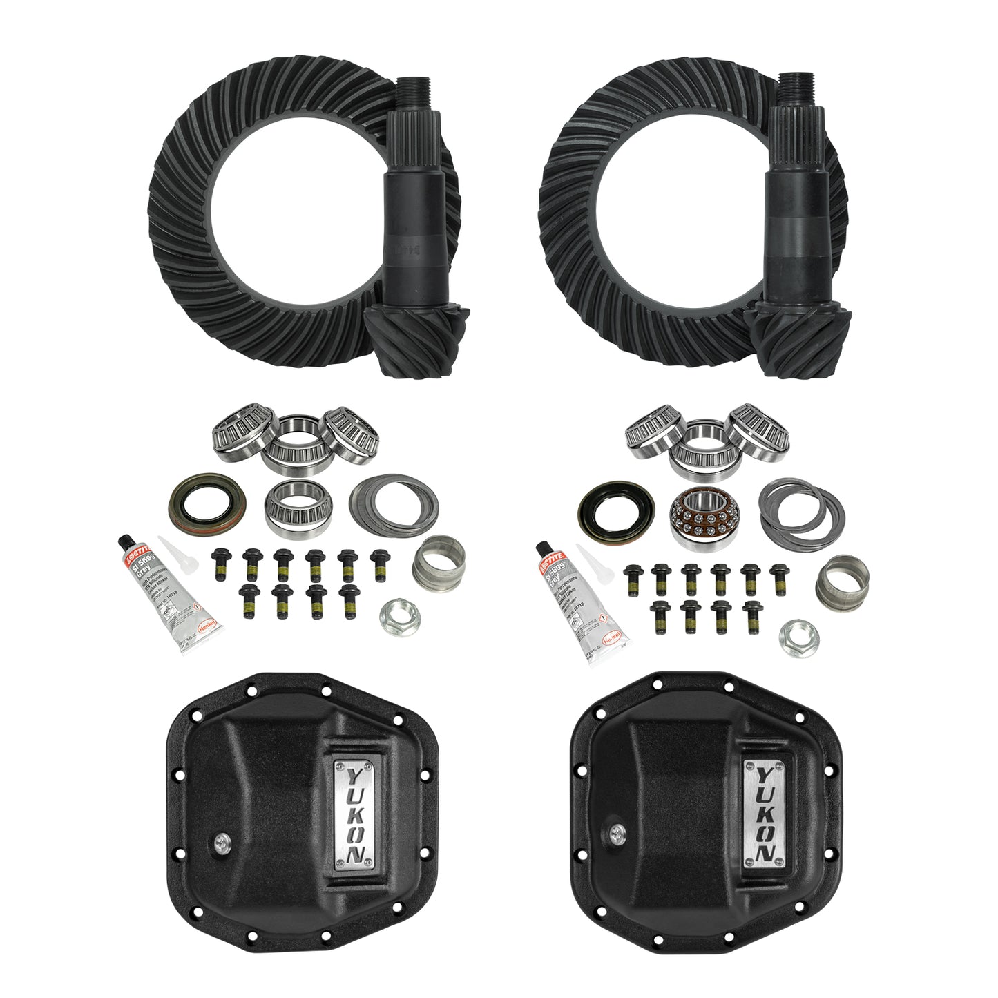 Stage 2 Jeep Jl/Jt Re-Gear Kit W/Covers For Dana 44 4.11 Ratio 28 Spline JL & Jt Rubicon M220 Rear/ M210 Front Stage 2 Gear Kit Package 4.11 Ratio W/ F&R Covers Yukon Gear