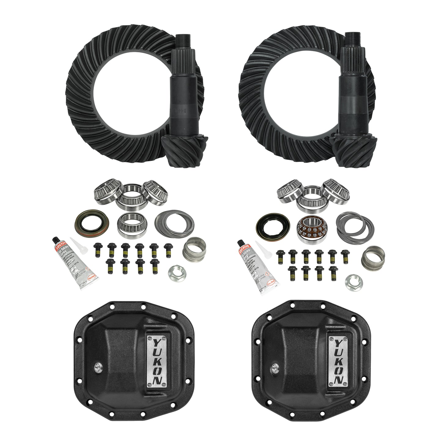 Stage 2 Jeep JL Re-Gear Kit W/Covers For Dana 30/35 5.13 Ratio 24 Spline JL Non-Rubicon M200 Rear/ M186 Front Stage 2 Gear Kit Package 5.13 Ratio W/ F&R Covers Yukon Gear