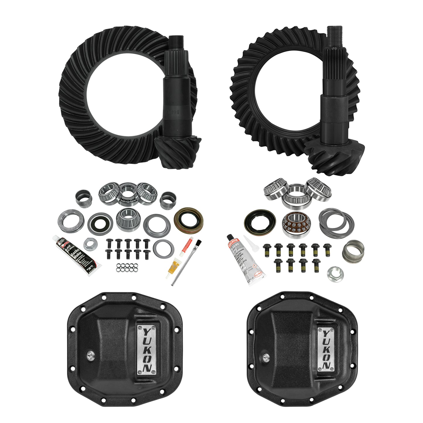 Stage 2 Jeep JL Re-Gear Kit W/Covers Dana 30/44 5.13 Ratio 24/28 Spline JL Non-Rubicon M220 Rear/ M186 Front Stage 2 Gear Kit Package 5.13 Ratio W/ F&R Covers Yukon Gear
