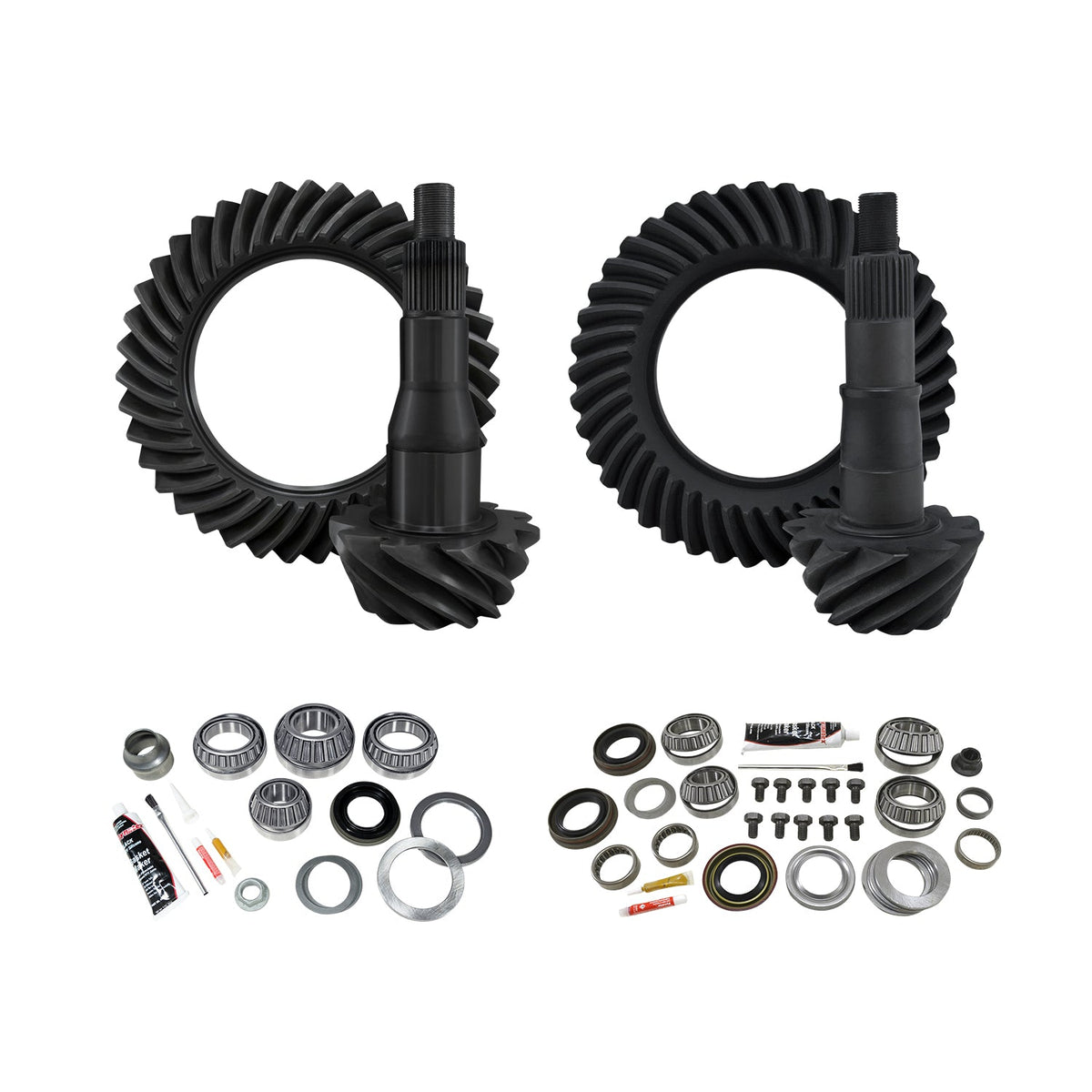 Re-Gear & Installation Kit Ford 9.75 Inch Various F150 3.73 Ratio Fr&Rr '11&Up Ford F150 W/9.75 Rear 3.73 Complete Gear Package F/R R&P'S & Master Kits Yukon Gear Yukon Gear and Axle