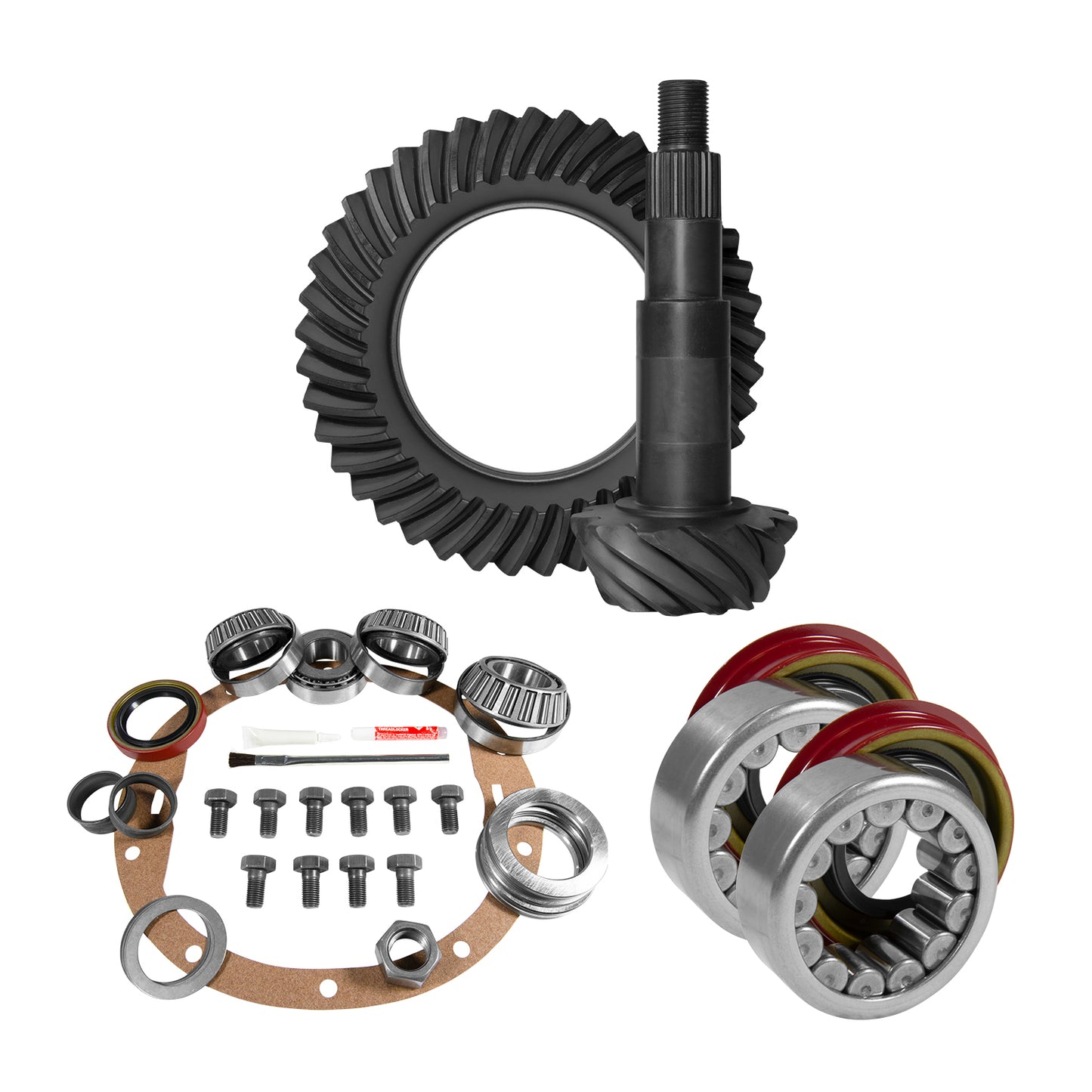 8.5 Inch GM 4.56 Rear Ring & Pinion Install Kit Axle Bearings 1.625 Inch Case Journal 8.5 Inch GM 4.56 Rear R&P Gear/ Install Kit Package W/ 1.625 Inch Carrier Journal& Ak C10 '88-'98 Trk & Suv Yukon Gear