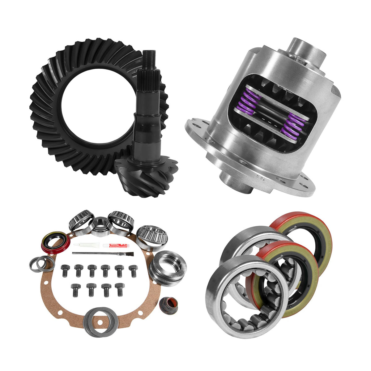 8.8 Inch Ford 3.73 Rear Ring & Pinion Install Kit 31 Spline Posi 2.53 Inch Axle Bearings 8.8 Ford 3.73 Rear R&P Gear/ Install Kit Package With 31 Spline Posi & Ak 1559 Axle Bearings (2.53 Inch Od) Yukon Gear Yukon Gear and Axle