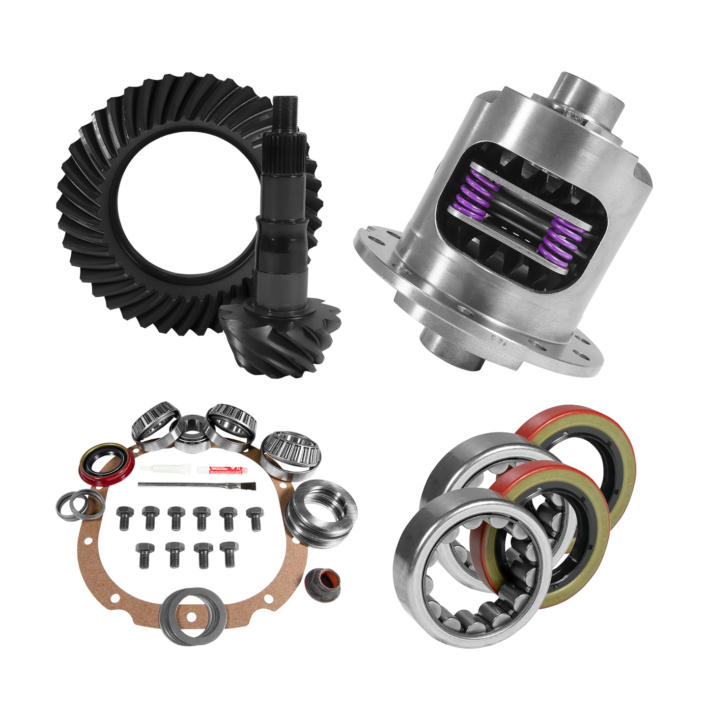 8.8 Inch Ford 4.11 Rear Ring & Pinion Install Kit 31 Spline Posi 2.53 Inch Axle Bearings 8.8 Ford 4.11 Rear R&P Gear/ Install Kit Package With 31 Spline Posi & Ak 1559 Axle Bearings (2.53 Inch Od) Yukon Gear