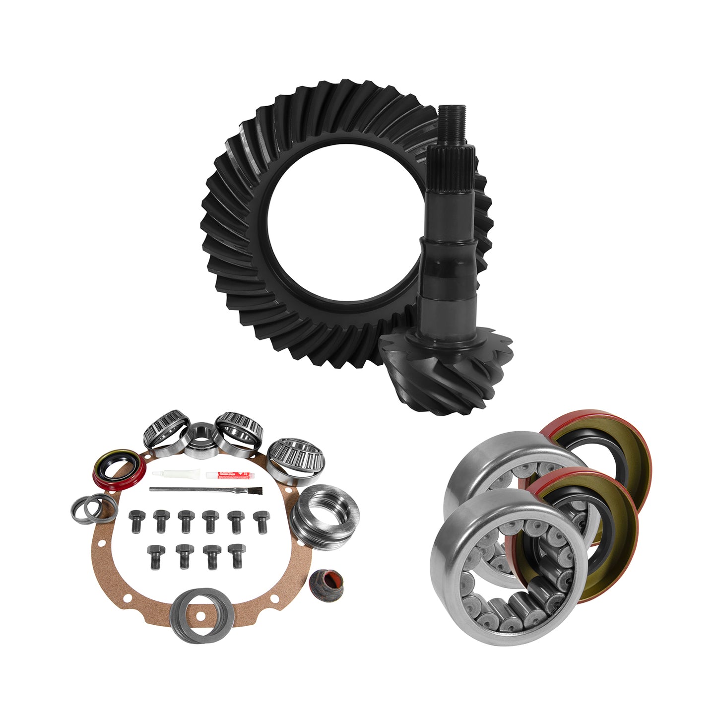 8.8 Inch Ford 3.55 Rear Ring & Pinion Install Kit 2.99 Inch OD Axle Bearings & Seals 8.8 Inch Ford 3.55 Rear R&P Gear/ Install Kit Package W/ Ak 1561 (2.985 Inch Od) '09-'14 F150 Yukon Gear