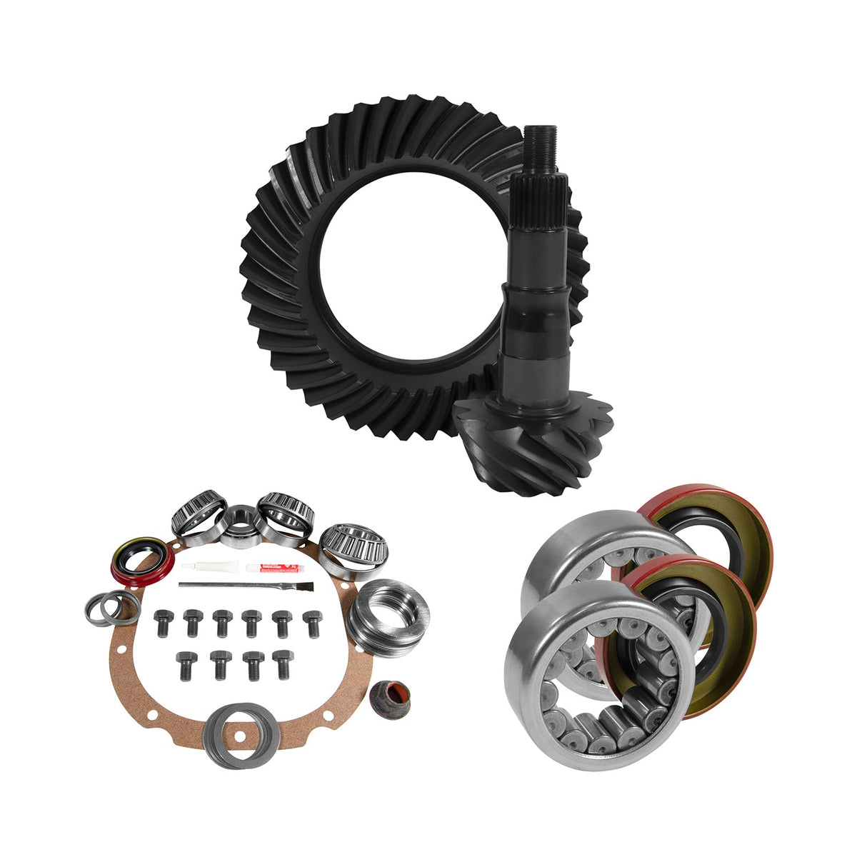 8.8 Inch Ford 4.56 Rear Ring & Pinion Install Kit 2.99 Inch OD Axle Bearings & Seals 8.8 Inch Ford 4.56 Rear R&P Gear/ Install Kit Package W/ Ak 1561 (2.985 Inch Od) '09-'14 F150 Yukon Gear Yukon Gear and Axle