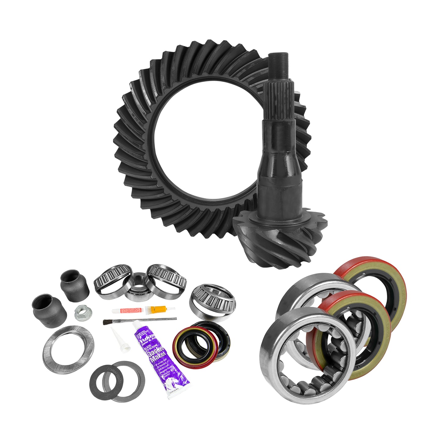 9.75 Inch Ford 4.11 Rear Ring & Pinion Install Kit 2.53 Inch OD Axle Bearings & Seal 9.75 Inch Ford 4.11 Rear R&P Gear/ Install Kit Package W/ Ak 1559 Axle Bearings (2.53 Inch Od) '00-'04 Trucks Yukon Gear