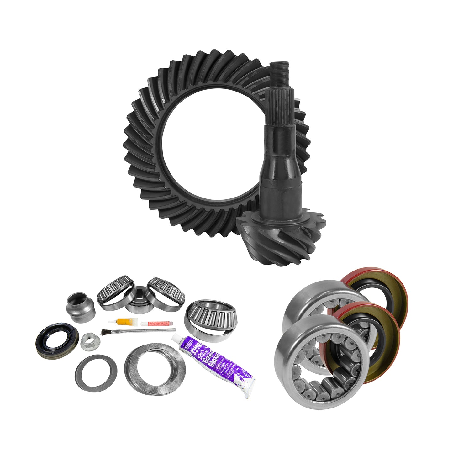 9.75 Inch Ford 3.73 Rear Ring & Pinion Install Kit Axle Bearings & Seal 9.75 Inch Ford 3.73 Rear R&P Gear/ Install Kit Package W/ Ak 1561 '11-'19 Trucks Yukon Gear