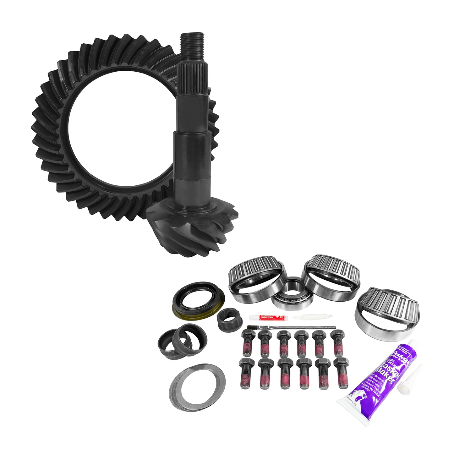 11.5 Inch AAM 4.11 Rear Ring & Pinion Install Kit 4.125 Inch OD Pinion Bearing 11.5 Inch AAM 4.11 Rear R&P Gear/ Install Kit Package '01-'10 GM '03-'10 Chy/ Dodge Yukon Gear