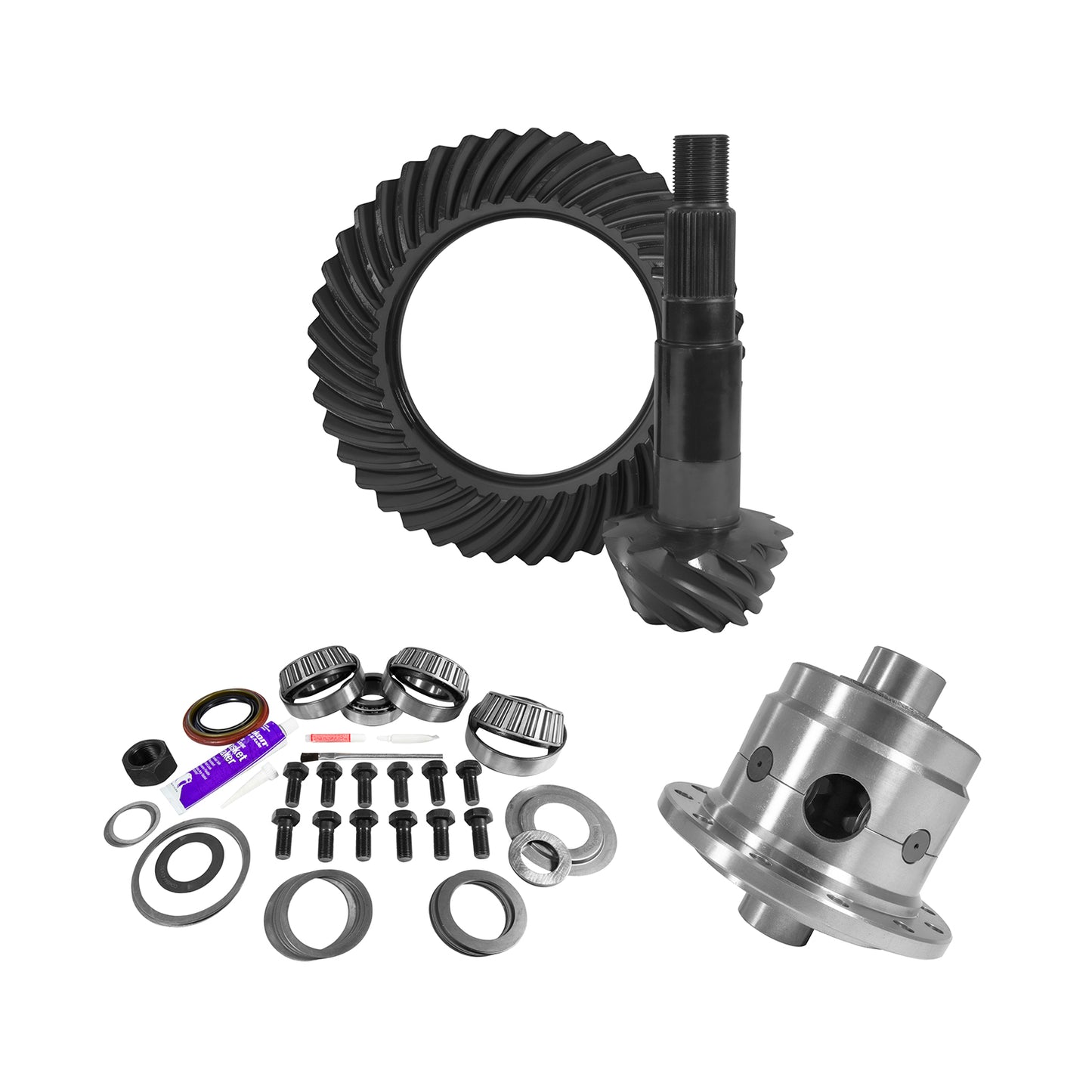 11.25 Inch Dana 80 Thin 3.73 Rear Ring & Pinion Install Kit 35  Spline Posi 4.125 Inch D80/ 11.25 Inch Dana 3.73 Thin Rear R&P Gear/ Install Kit Package With Posi 4.125 Inch OD Head Bearing Yukon Gear