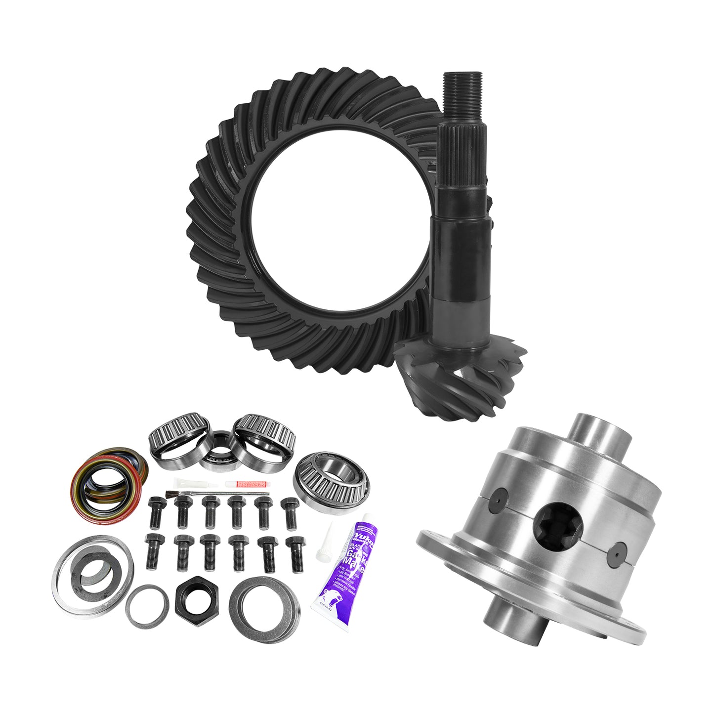 11.25 Inch Dana 80 3.54 Rear Ring & Pinion Install Kit 35 Spline Posi 4.375 Inch Bearing D80/ 11.25 Inch Dana 3.54 Rear R&P Gear/ Install Kit Package With Posi 4.375 Inch OD Head Bearing Yukon Gear
