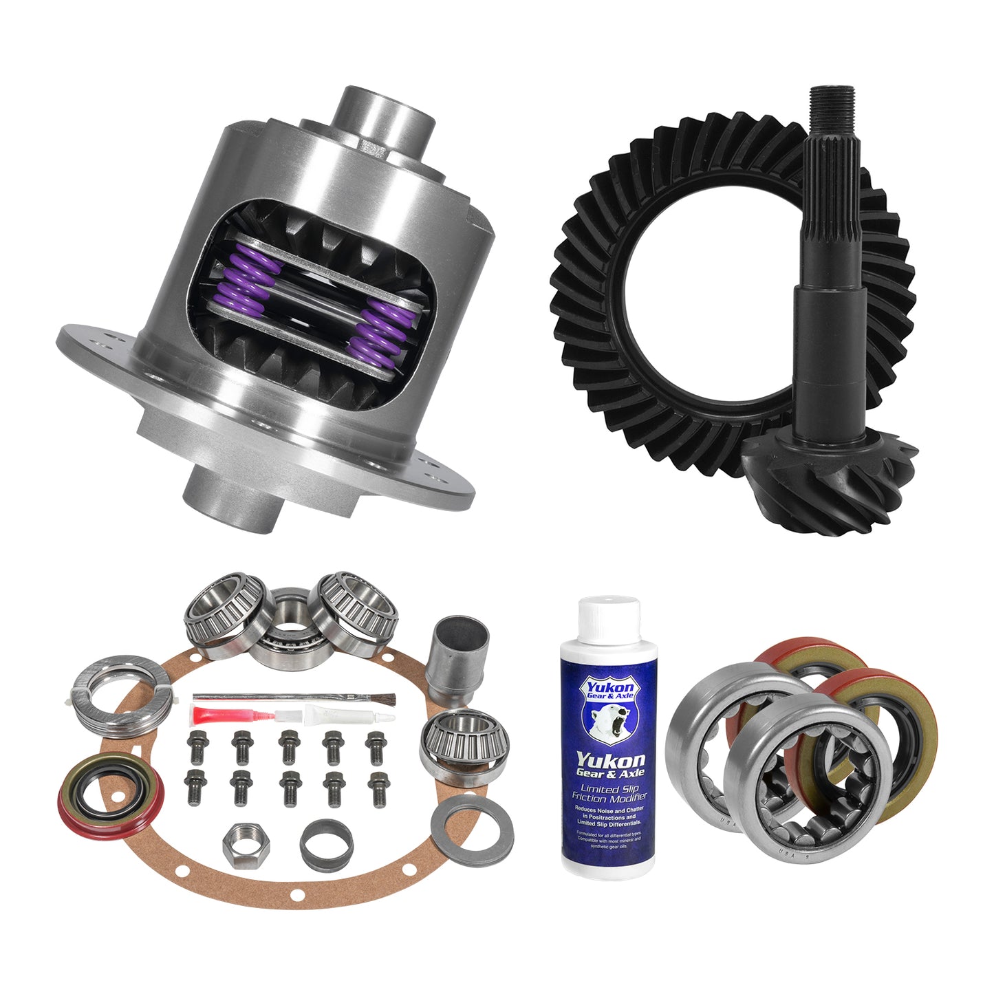 8.2 Inch GM 3.08 Rear Ring & Pinion Install Kit 28 Spline Posi 2.25 Inch Axle Bearings 8.2 GM 3.08 Rear R&P Gear/ Install Kit Package With Posi & Ak 1563 Axle Bearings (2.25 Inch Od) Yukon Gear