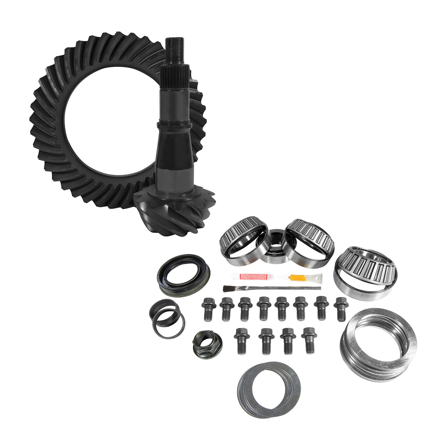 9.5 Inch GM 4.11 Rear Ring & Pinion Install Kit Axle Bearings & Seals 9.5 Inch GM 4.11 Rear R&P Gear/ Install Kit Package W/ Axle Bearings & Seals '2014+ 1/2 Ton Trk & Suv Yukon Gear