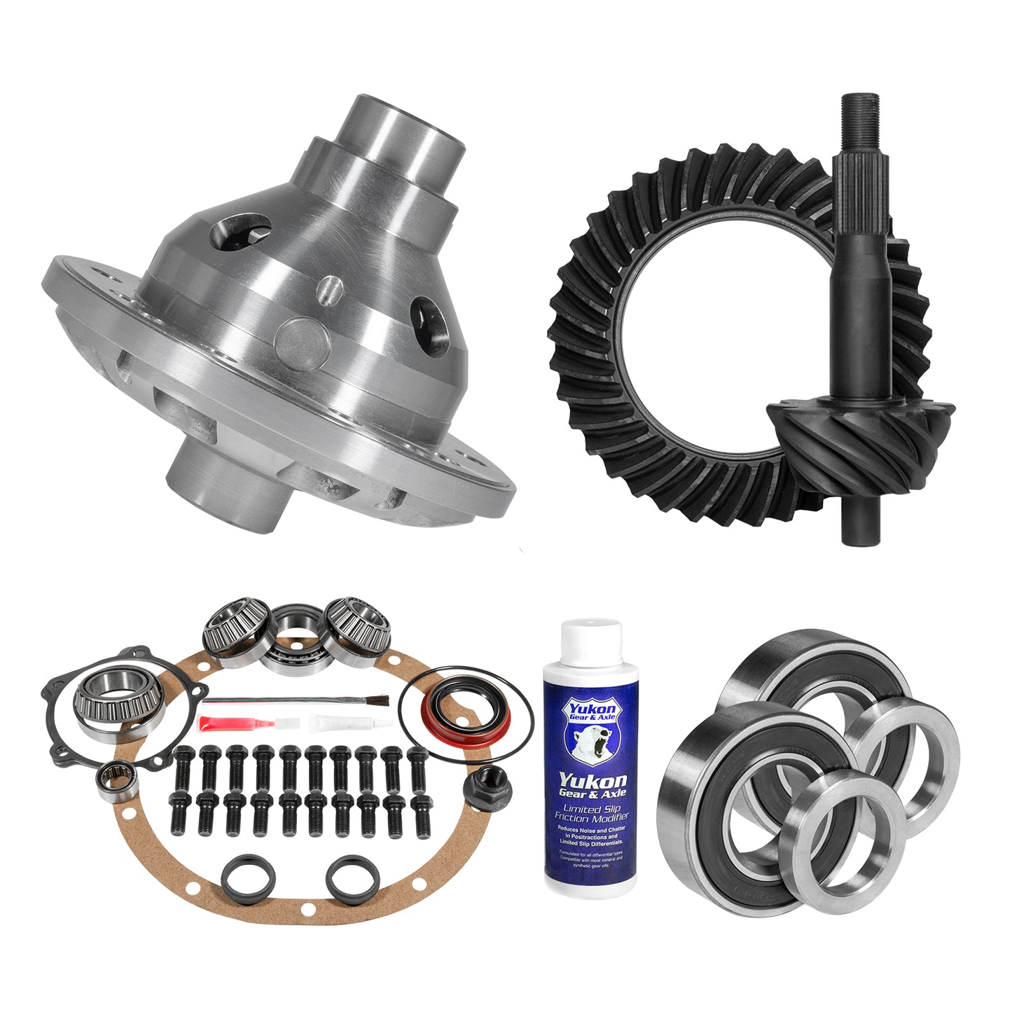 Muscle Car Limited Slip & Re-Gear Kit For Ford 8 25 Spline 3.80 Ratio 8.0 Inch Ford 3.80 Rear R&P Gear/ Install Kit Package With 28 Spline T/L Posi Yukon Gear