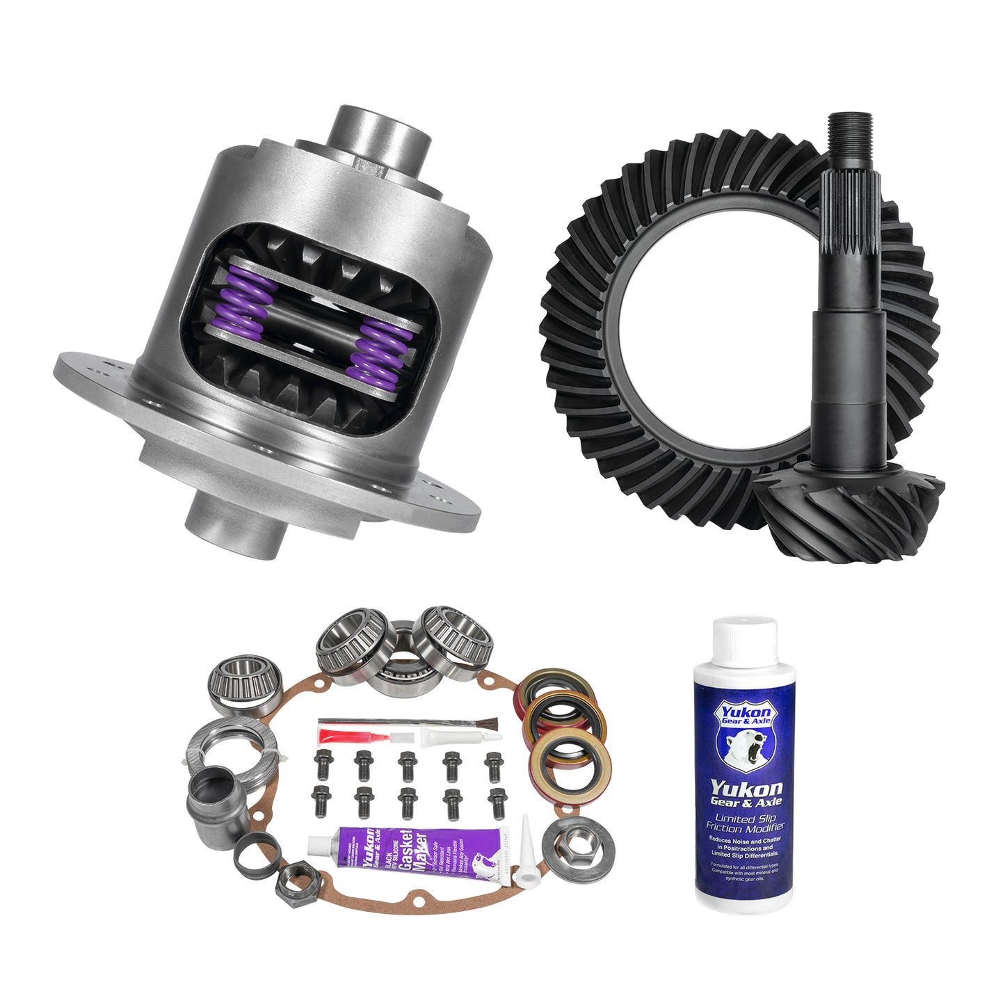 Muscle Car Limited Slip & Re-Gear Kit GM 8.2 Bop 27 Spline 3.55 Ratio 8.2 Inch Bop 3.55 Ratio Rear R&P Gear/ Install Kit Package With 28 Spline Posi Yukon Gear