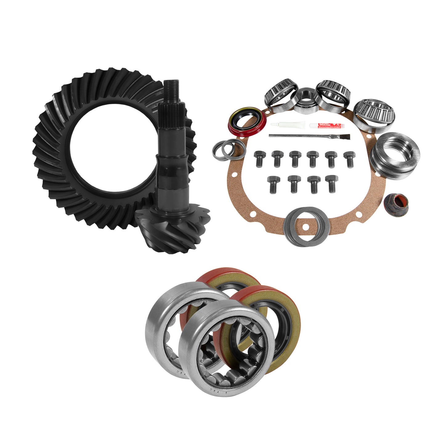 Muscle Car Re-Gear Kit For Ford 8.8 Differential 30 Spline 3.08 Ratio 8.8 Ford 3.08 Rear R&P Gear/ Install Kit Package With Ak 1563 Axle Bearings (2.25 Inch Od) Yukon Gear