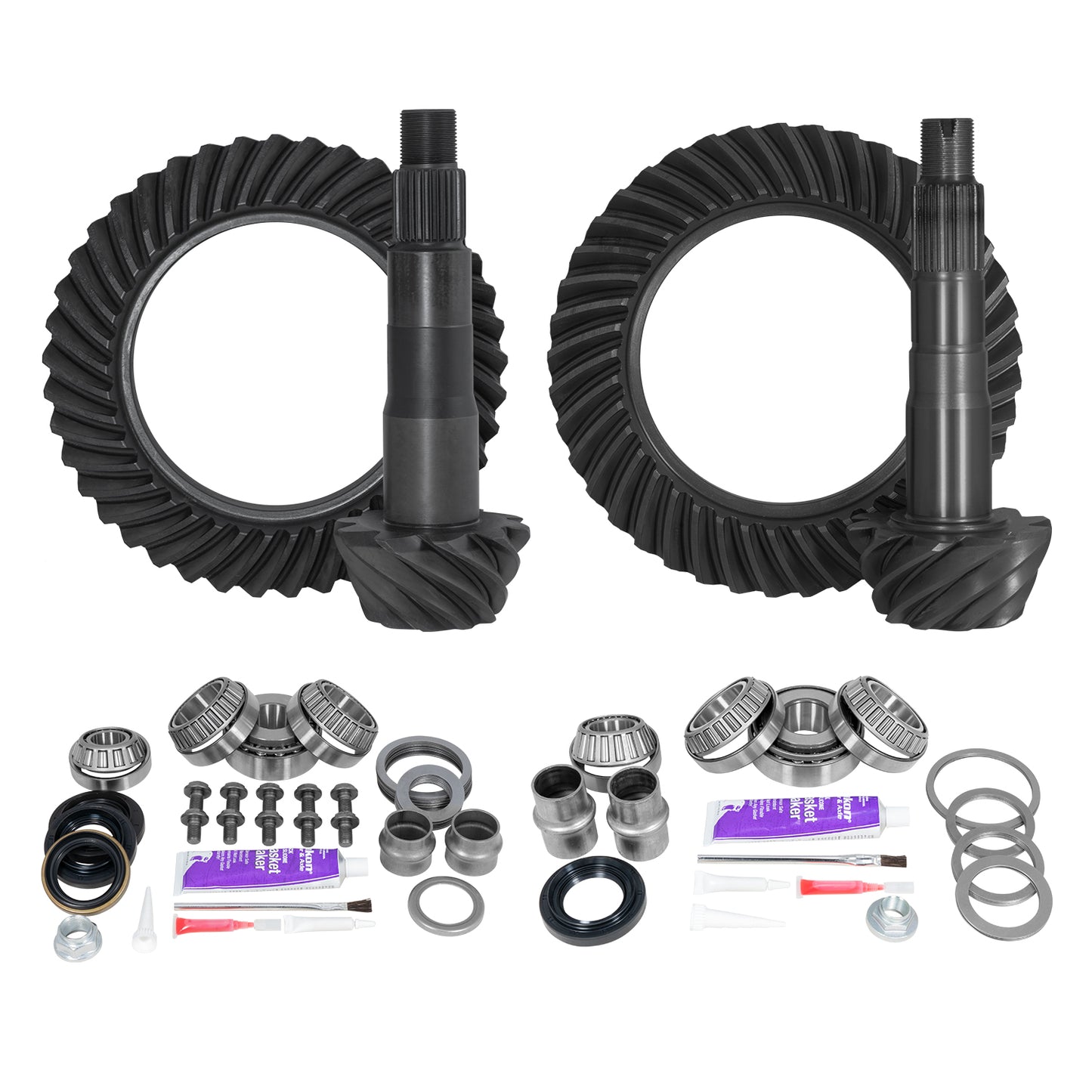Ring & Pinion Gear Kit Package Front & Rear With Install Kits - Toyota 8.4/8 Inch IFS Toyota 05-15 Tacoma (8.4/8 Inch ifs) 4.88 Ratio Gear Package (Fits 3.91 & Up Front Case) Yukon Gear